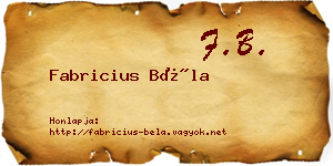 Fabricius Béla névjegykártya