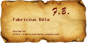 Fabricius Béla névjegykártya